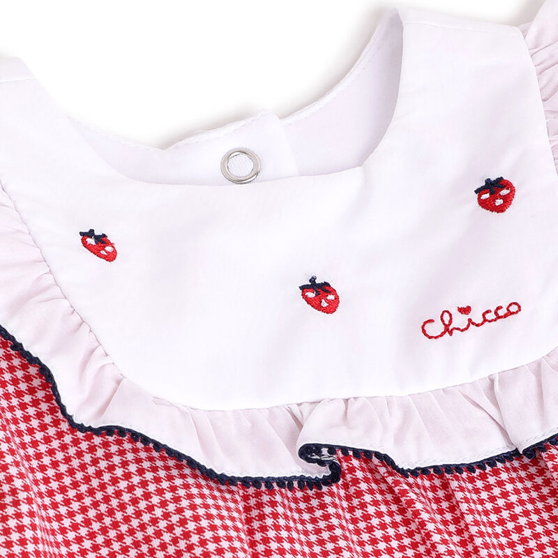 Girls White and Red Solid Short Sleeve Rompers image number 2